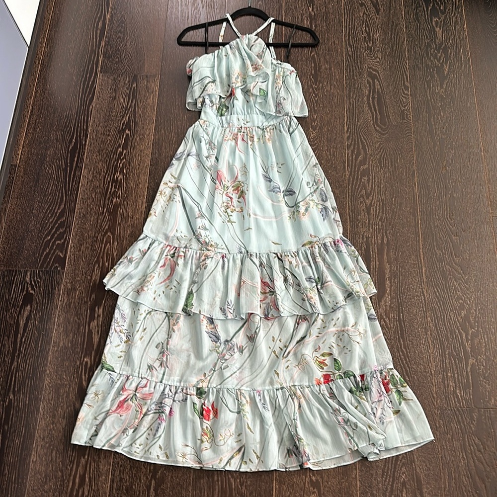 Bebe Floral Halter Style Maxi Dress